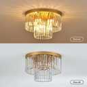 17" Gold Crystal Ceiling Light 9-Light Modern Crystal Light Fixture 2-Tier Luxury K9 Crystal Ceiling Light,for Dining Room Kitchen Island Living Room Bedroom