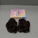CJL HAIR 2PCs Small Cute Messy Bun Hair Piece for Thin Hair Women Mini Synthetic Curly Bun Scrunchies Updo Hairpieces Dark Chocolate