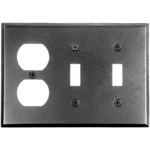 Acorn Manufacturing AW7BP 6.625 Inch 2 Toggle Duplex Wall Plate, Black Iron Finish