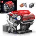 Mould King V8 Engine Building Blocks Sets, 10155 Model Engines Kit That Runs, 8-Cylinder Sports Car Engine Build Kits for Adults with Battery and Motor, Construction STEM Toy for Boys Girls (552 Pcs)