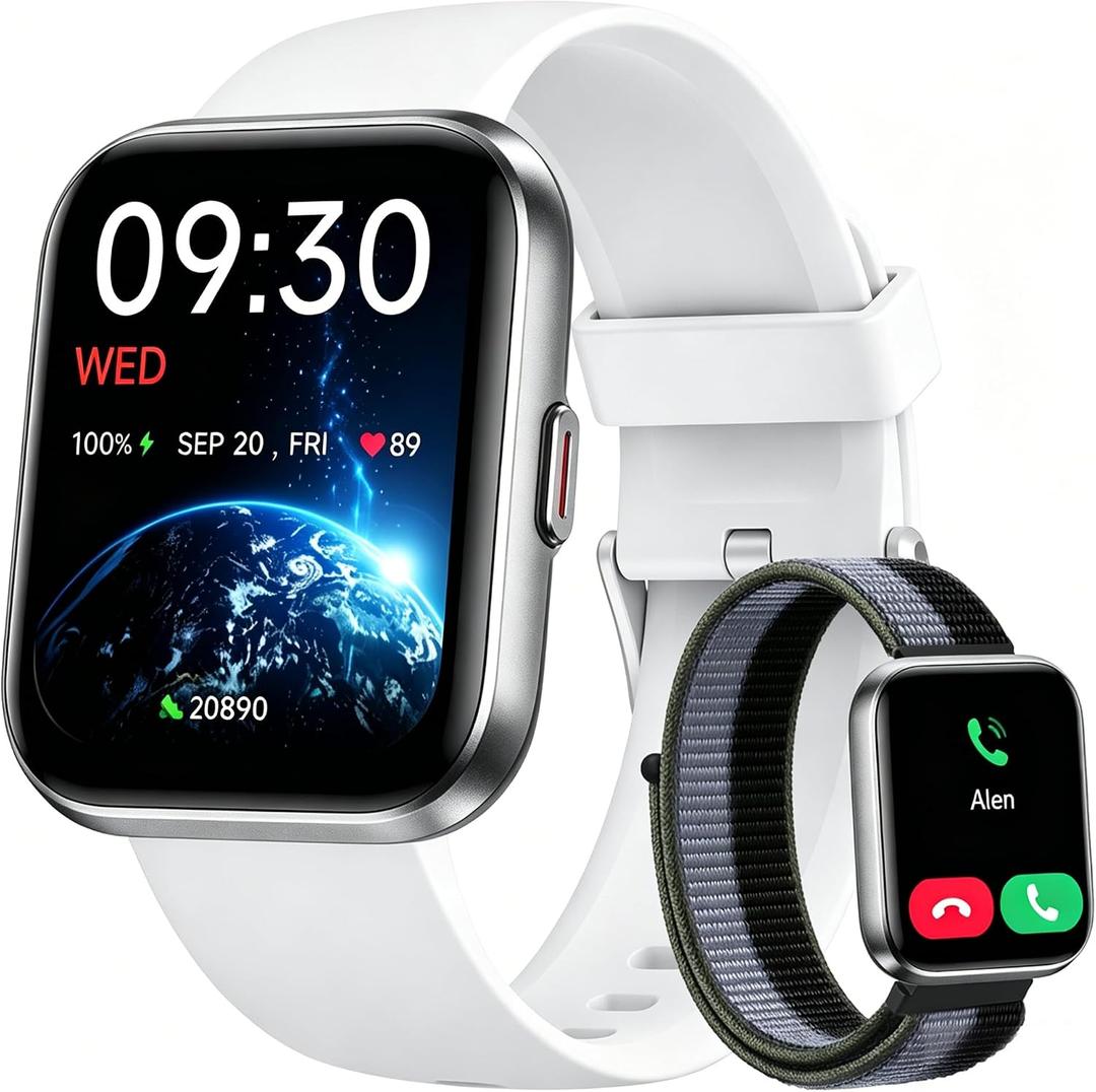 Woneligo Smart Watch for Women, Answer/Make Calls, Alexa Built-in, 1.85" Touch Screen Fitness Tracker for Android & iPhone, Heart Rate/Sleep/SpO2 Monitor Smartwatch, Waterproof (White)