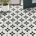 MORCART Peel and Stick Floor Tile Star Waterproof Vinyl Flooring DIY Flooring for Bathroom, Kitchen, Fireplace, Pet House, Stairs, Bedrooms, Wall, Store(20PCS,7.87" x 7.87",Black+White)