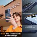 Magnetic & Stand for iPhone 16 Pro Case with 9H Screen & Lens Protector[Fit for Magsafe][Metal Kickstand][Colorful Frame] Translucent Matte Back Skin-Touch Case for iPhone 16 Pro Blue