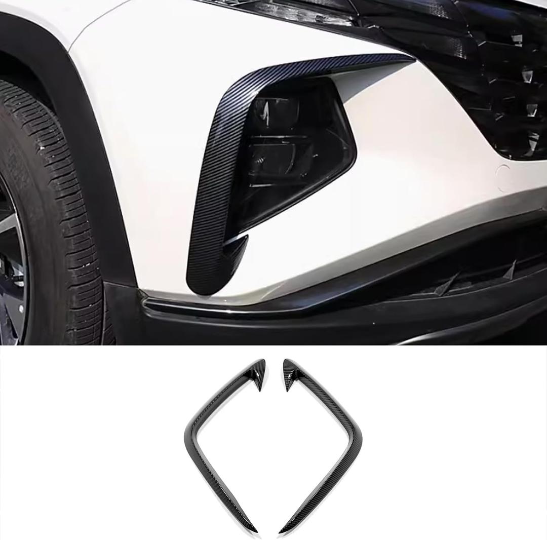 Car Accessories Fit for Hyundai Tucson 2025 2024 2023 2022 Fog Light Trim Cover Front Fog Light Eyebrow Spoiler (Carbon Fiber Style) 2PCS ABS