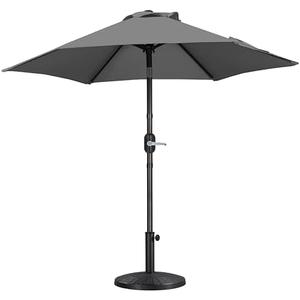 Yaheetech 7.5FT Patio Umbrella with 22lb Umbrella Base Included, Outdoor Market Umbrella with Push Button Tilt, Crank and Sturdy Ribs, Outdoor Yard Sun Shade w/Stand Heavy Duty Gray