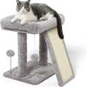 17.1-inch Small Cat Tree Tower with Scratching Post for Indoor Cats,Light Grey