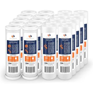 Aquaboon 5 Micron 10 x 2.5 House Water Filters Cartridges, Set of 20 | Sediment & Carbon Filter Replacements Compatible with WHKF-WHWC, P5, WHKF-GD05