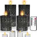 Flameless Candles with Remote, Battery Operated Flickering Flameless Candles, Pack of 8 Black LED Candles with Timer, 4 Pillars Candles and 4 Votives Candles Set for Wedding, Holiday, Party