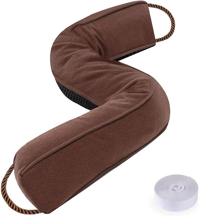 Sunolga Door Draft Stopper Blocks Hot and Cold Air with Removable Washable Cover for Bottom of Door, All-Season Seal for Noise, Light, Under Door Sweep for Gaps Up to 3", Home Essentials, 38", Brown