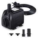 CWKJ Fountain Pump, 220GPH(15W 900L/H) Submersible Water Pump, Durable Outdoor Fountain Water Pump with 7.2ft（2.2m） Power Cord, 3 Nozzles for Aquarium, Pond, Fish Tank, Water Pump Hydroponics