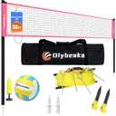32ft Regulation Size Portable Outdoor Volleyball Net Set System for Backyard Beach with Height Adjustable Poles, PU Volleyball and Pump, Carry Bag, Boundary Line - Easy Set Up & Anti-Sagging