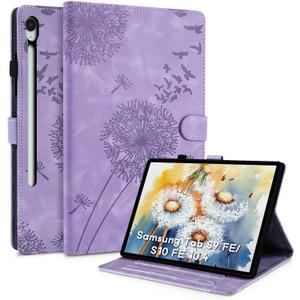 Tablet Cover for S10 Lite / S10 FE / S9 FE Tablet case, Dandelion Design with Kickstand for Pencil Holder, Magnetic Closure and Precise Cutouts, Compatible with Samsung S10 Lite Case Purple