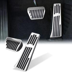 Thenice for BMW 3 4 5 7 Series X3 X4 X5 X6 X7 Anti-Slip Foot Pedals Aluminum Automatic Brake and Gas Accelerator Pedal No Drilling Covers -Silver