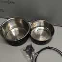 Attachable Dog Bowls for Crates, ShineMe 40oz & 60oz Dog Kennel Food and Water Bowl, 7.1 x 3.7 & 6.3 x 2.6 Dogs Crate Bowls Hanging No Spill for Large or Medium Dogs, Set of 2 Black