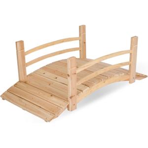 Shine Company 4980N 4 Ft. Cedar Wood Garden Bridge with Side Rails, Natural