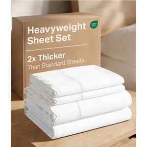 Extra Thick Heavyweight Queen Size 4 Piece Bed Sheet Set - Scalloped Edge Bedding - Soft & Wrinkle Resistant - Super Luxury Queen Bed Set - Premium Hotel Quality Sheets w/ Deep Pockets - Butter Yellow