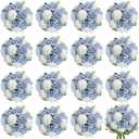 16 Bundles Artificial Flowers Peonies, Dusty Blue Silk Faux Peony Floral Arrangements Fake Peony for DIY Bouquet for Vase Centerpiece Home Wedding Party Centerpiece