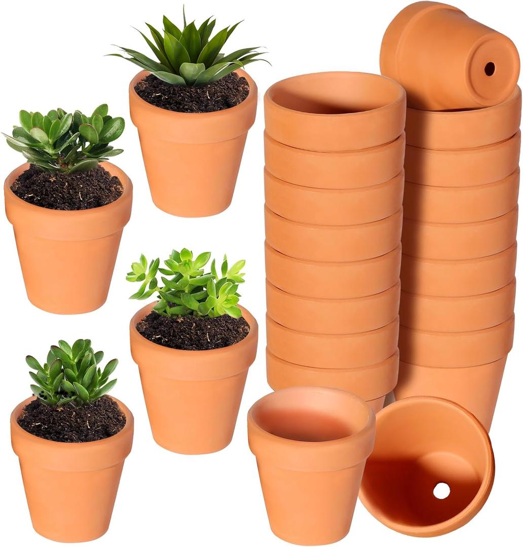 TKSCUSR 22Pcs 3 Inch Terracotta Pots, Clay Flower Pots Cactus DIY Flower Pots with Drainage Hole,Great for Plants Garden Windowsill Indoor & Outdoor Wedding Favors Gifts