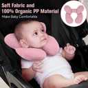 KAKIBLIN Baby Travel Pillow, Upgraded Baby Neck Pillows for Car Seat, Infant Neck Support Pillow for Head and Neck,Newborn Head Support for Car Seat, Stroller, Pushchair (Pink)