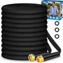 Garden Hose 50ft, Non-Expanding, Lightweight, Leak-Proof Metal interface, No-Knots, Portable, Wear-Resistant, Sturdy, Flexible, 3/4GHT, Water Hose for Yard, Garden (Black)