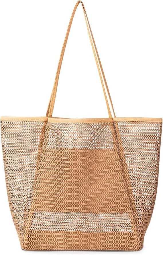 Mesh Beach Tote Bags for Womens, Causal Hobo Pool Bags for Swimming Pools Vacations Beach Essentials