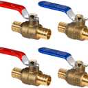 VANCOCO 3/4" PEX Ball Valve 4-Pack - Lead-Free Brass PEX Shut Off Valve (2 Red/2 Blue) for Hot/Cold Water