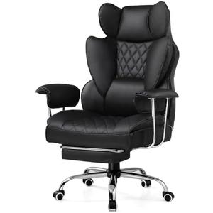 GTRACING Gaming Chair,Office Chair with Pocket Spring Lumbar Support, Ergonomic Comfortable Wide Office Desk Computer Chair with Outward Fixed Soft Armrests and Footrest (PU Leather, Black)