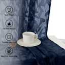 Lecloud Leia Jacquard Textured Navy Blue Sheer Curtains 96 Inches Long 2 Panels, French Door/Living Room/Bedroom Curtain with Dual Rod Pockets, Light Filtering Clip Leaf Voile Drapes, 38x96 Inches
