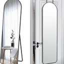 SCWF-GZ 57x16 Door Hanging Full Length Mirror, Floor Stand (Height 5.7ft just Body in1.3ft) / Wall Mounted Metal Frame Arch Dressing Mirrors for Bedroom Living Room 57 inch Black