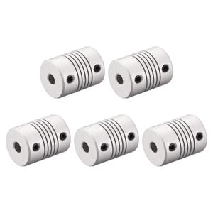 uxcell 5mm to 5mm Aluminum Alloy Shaft Coupling Flexible Coupler Motor Connector Joint L25xD19 Silver,5pcs