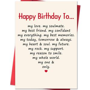 6 x Romantic Birthday Card for Wife from Husband, Funny Boyfriend Birthday Card for Girlfriend, Unique Wife Birthday Gift Ideas from Him (HZ-011)