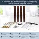 Airy Abode Premium Walnut Wood Furniture Legs (Full Install Kit) - Pick Your Size and Color