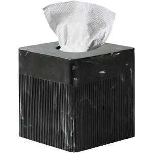 Tissue Box Cover Square Resin Tissue Holder for Home Decor, Hand Poured Marble Tissue Box Holder, 5 x 5 x 5.5 inches, Black