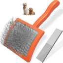 2PCS Slicker Brush for Dogs & Pet Comb,Professional Dog Grooming Brush (Goldendoodles,Poodles,Labradoodles) with Extra Long Pins to Effectively Remove Tangles, Knots and Mats (Orange, Large)