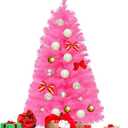 3FT Christmas Tree, Artificial Tabletop Christmas Tree with Stand, Christmas Tree for Home, Party, Office, Holiday Decoration, Pink