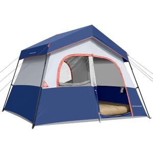 HIKERGARDEN 6-8 Person Camping Tent - Portable Family Cabin Tent for Camp, Windproof Fabric Camp Tent Outdoor for Hiking, Backpacking, Traveling