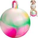 INPODAK Hopper Ball 18 Inch Bouncy Ball with Handle for Kids, Hippity Hop Jumping Bouncer Hopping Toy for Boys and Girls Ages 3-6 with Pump and Gift Box for Birthday (Green Pink)