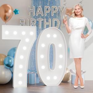 70 Marquee Numbers 4 Feet Tall: Large 70 Light Up Numbers for Party Cardboard Sign Foam Board Party Backdrop