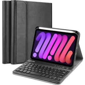 ProCase Keyboard Case for iPad mini 7 (A17 Pro) 2024 / iPad mini 6 2021, Detachable Wireless Keyboard Protective Cover Cases for 8.3 Inch iPad mini 7th 6th Generation Gen Keyboard Case- Black