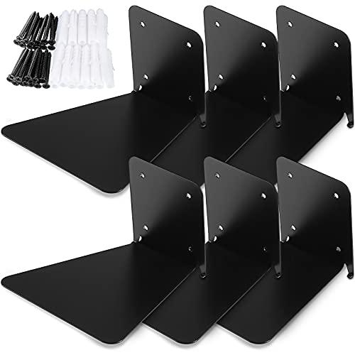 Jetec 6 Pack Invisible Floating Bookshelf Wall Mounted Floating Bookshelves Heavy Duty Book Organizers Hidden Book Shelf Metal Shelves Holder for Books Bedroom Living Room Home Office (Black)