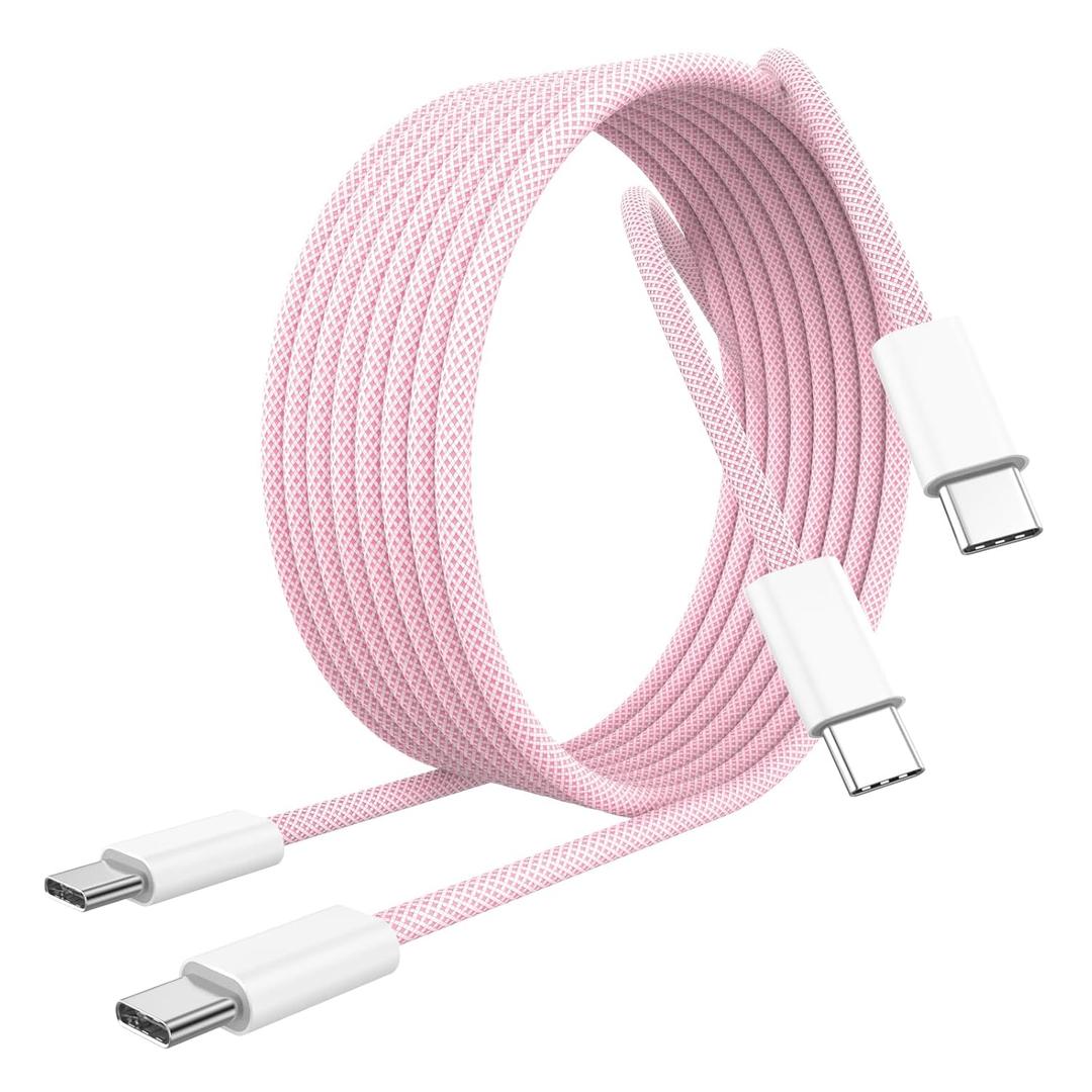 MFi Certified] iPhone 17 16 15 Charger Cord 6FT, 2 Pack 60W USB C to USB C Charging Cable Cord Long for iPhone 17/17 Pro/17 Pro Max/Air/16/16 Pro/16 Pro Max/15/15 Pro Max, iPad Pro/Air/Mini, Pink