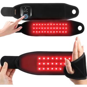 Keneo Red Light Therapy Wristband for Hand & Wrist, 660nm & 850nm Near Infrared Light Device, 3 Heat & Vibration Massage Settings, 2000mAh Wireless, 36 LEDs for Comfort & Recovery (Black)