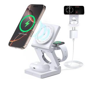 3 in 1 Wireless Charging Station for Apple Multple Devices - Foldable Magnetic Wireless Charger Dock -Travel 18W Charging Pad for iPhone 17 16 15 14 13 12 Pro/Pro Max/Plus/Watch & Airpods All Series