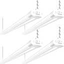 hykolity 4 Pack Linkable LED Shop Light, 4FT 42W [250W Equivalent], 4400lm, 5000K Daylight, with Plug, Utility Light Fixture, Hanging or Surface Mount, White