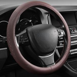 2025 Model Breathable Soft Leather Car Steering Wheel Cover for Men Women, Non-Slip, Comfortable,Universal 15 inches Steering Wheels, Brown