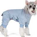 cyeollo Dog Pajamas Medium, Stretchable Fleece Pet Onesie Coat for Small Dogs Pjs Warm Doggie Jumpsuit Soft Cold Weather Dog Clothes Outfits, Light Blue M (Medium (chest Girth: 15"-18"))