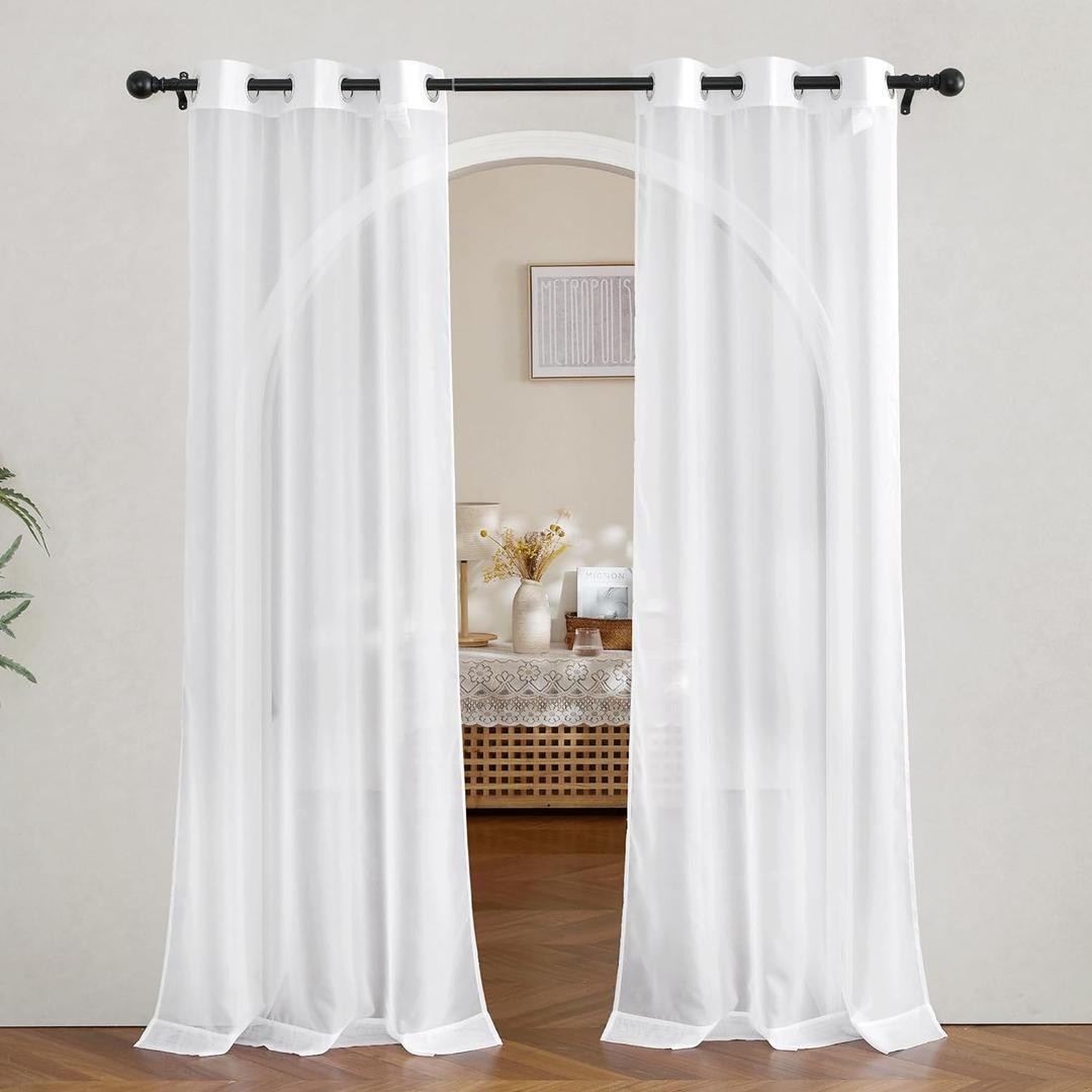 NICETOWN White Sheer Curtains 80 inches Long for Doorway, Grommet Voile Sheer with Light Filtering Window Treatments Elegant Door Curtains for Nursery/Bedroom, W42 x L80, 2 Panels (42"W x 80"L (Pack of 2), White)