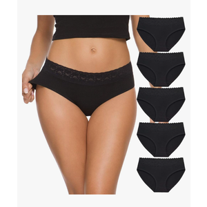 Hipster Panties for Women Underwear Lace Bikini Hip-huggers Panties 5 Pack(218S-Black) M