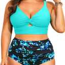 Daci Plus Size Two Piece Swimsuits - Women High Waisted Bikini Tummy Control Bathing Suits Knot Twist Swimwear 2025 20W