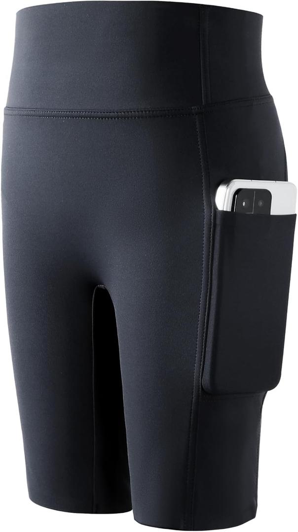 Girls Volleyball Shorts,Black Size 13-14 Athletic Shorts,5" Spandex Stretch Kids Gymnastics Yoga Dance Compression Shorts with Pockets